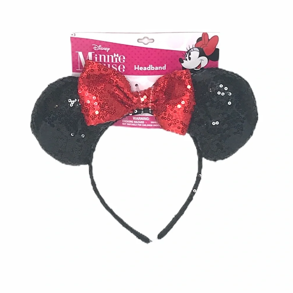 Minnie Mouse Disney Ears with Red Bow, Black